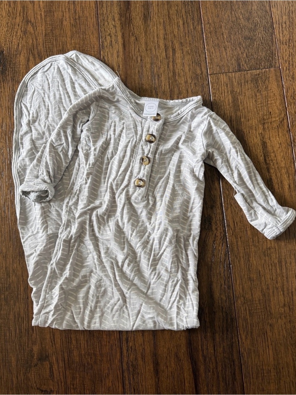 Lou Lou & Company Newborn Gown Gray and White